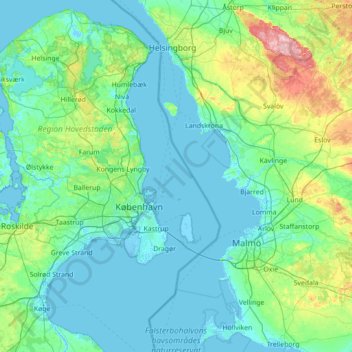 Øresund topographic map, elevation, terrain