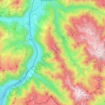 Gruppo del Carega topographic map, elevation, terrain