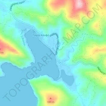 Porto Koufo topographic map, elevation, terrain