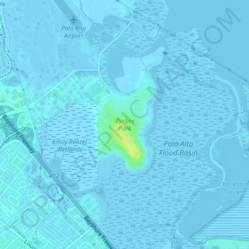 Byxbee Park topographic map, elevation, terrain