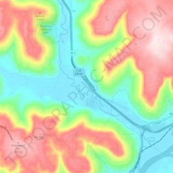 Big Fiery Gizzard Creek topographic map, elevation, terrain