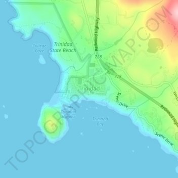 Trinidad topographic map, elevation, terrain