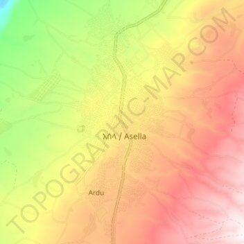Asela topographic map, elevation, terrain