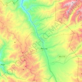 Río Santa topographic map, elevation, terrain