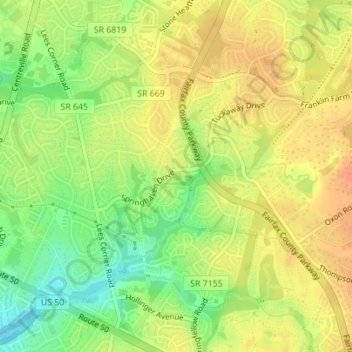 Franklin Glen Park topographic map, elevation, terrain