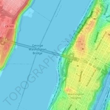 Little Red Lighthouse topographic map, elevation, terrain
