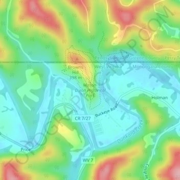 Mason-Dixon Historical Park topographic map, elevation, terrain