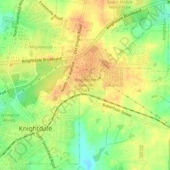 Knightdale Station Park topographic map, elevation, terrain