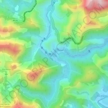 Rio Jucu topographic map, elevation, terrain