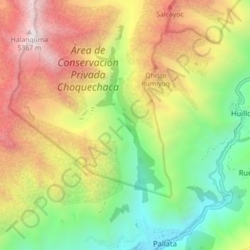 Riochuelo Choqechaca topographic map, elevation, terrain