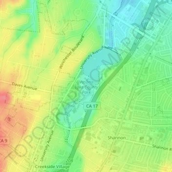 Vasona Lake County Park topographic map, elevation, terrain
