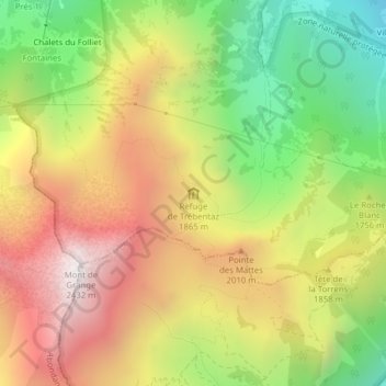 Refuge de Trébentaz topographic map, elevation, terrain