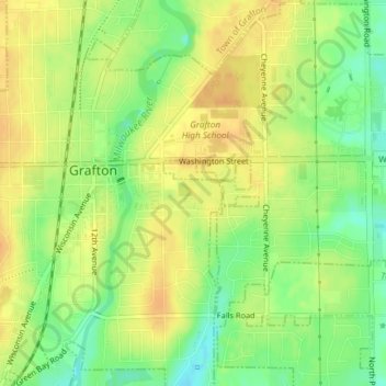 Grafton Centennial Park topographic map, elevation, terrain