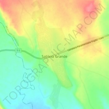 Sabana Grande topographic map, elevation, terrain