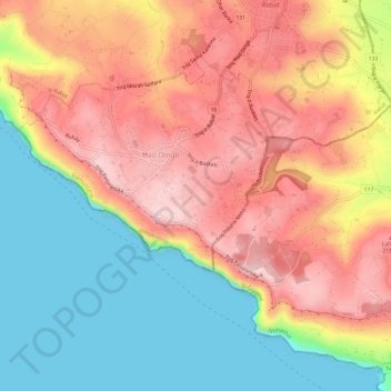 Dingli Cliffs topographic map, elevation, terrain