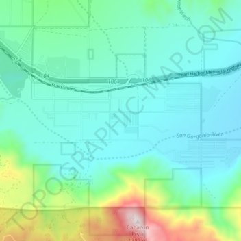 Cabazon topographic map, elevation, terrain