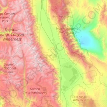 Owens Valley topographic map, elevation, terrain