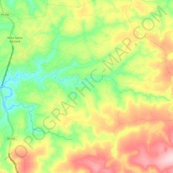 Ribeirão do Tigre topographic map, elevation, terrain