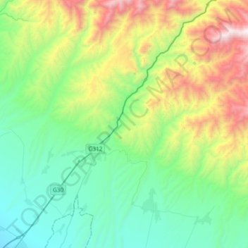 果子沟 topographic map, elevation, terrain