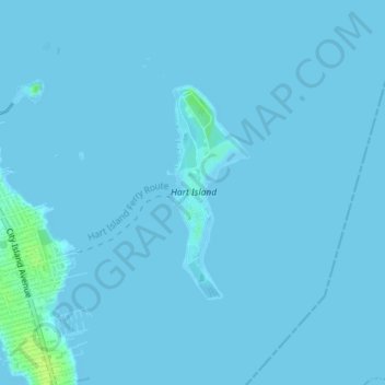 Hart Island topographic map, elevation, terrain