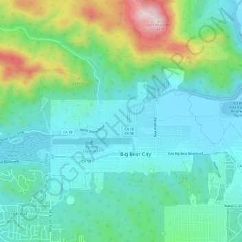 Big Bear City topographic map, elevation, terrain