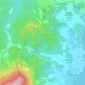 Riera de Costa Llarga topographic map, elevation, terrain