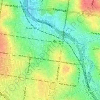 Gardiner Primary Reserve topographic map, elevation, terrain