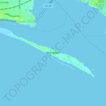 Biloxi topographic map, elevation, terrain