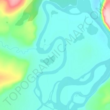 Yana River topographic map, elevation, terrain