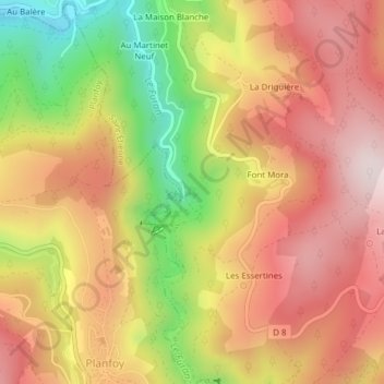 Roche Corbière topographic map, elevation, terrain