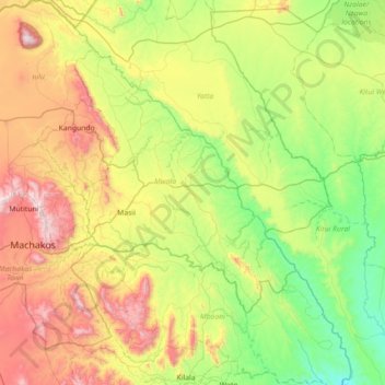 Athi River topographic map, elevation, terrain