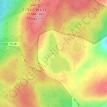 Moosic Lakes topographic map, elevation, terrain