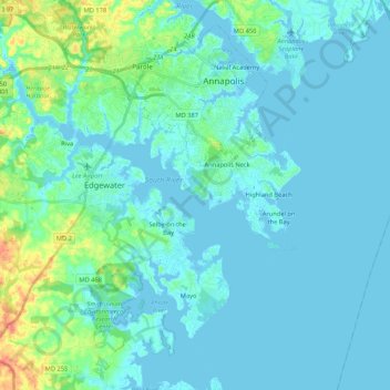 South River topographic map, elevation, terrain