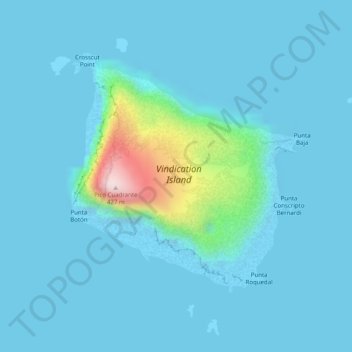 Vindication Island topographic map, elevation, terrain