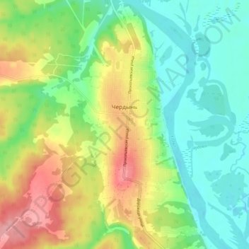 Cherdyn topographic map, elevation, terrain