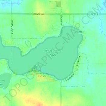 Black Hawk Lake topographic map, elevation, terrain
