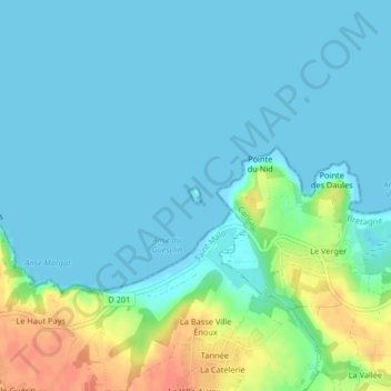 Île du Guesclin topographic map, elevation, terrain