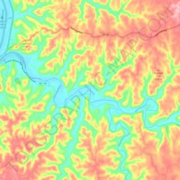 Roaring River topographic map, elevation, terrain