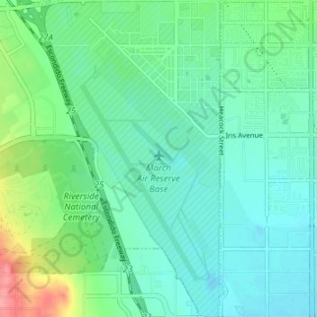 March Air Reserve Base topographic map, elevation, terrain