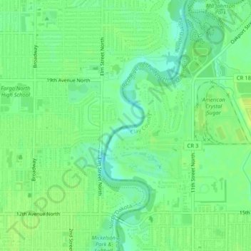 Red River topographic map elevation - Thumbnail 