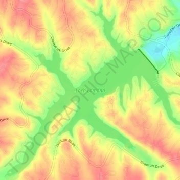 Loch Lomond topographic map, elevation, terrain