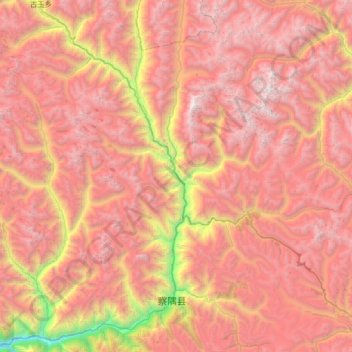 察隅河 topographic map, elevation, terrain