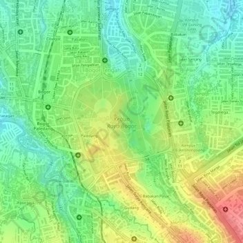 Bogor Botanical Gardens topographic map, elevation, terrain