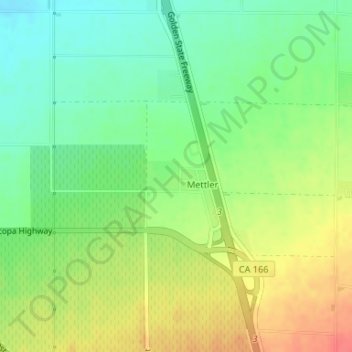 Mettler topographic map, elevation, terrain