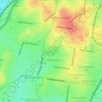 Tilles Park topographic map, elevation, terrain