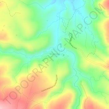Mojocoya topographic map, elevation, terrain