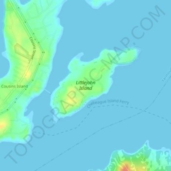 Littlejohn Island topographic map, elevation, terrain
