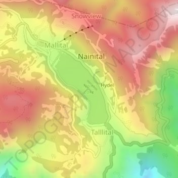 Naini Lake topographic map, elevation, terrain