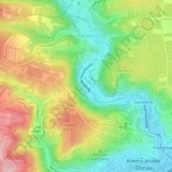 Krems topographic map, elevation, terrain