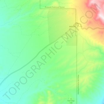 Wilhoit topographic map, elevation, terrain